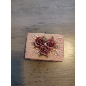 Victorian Style Ceramic Trinket Box, Dezine Hand Painted